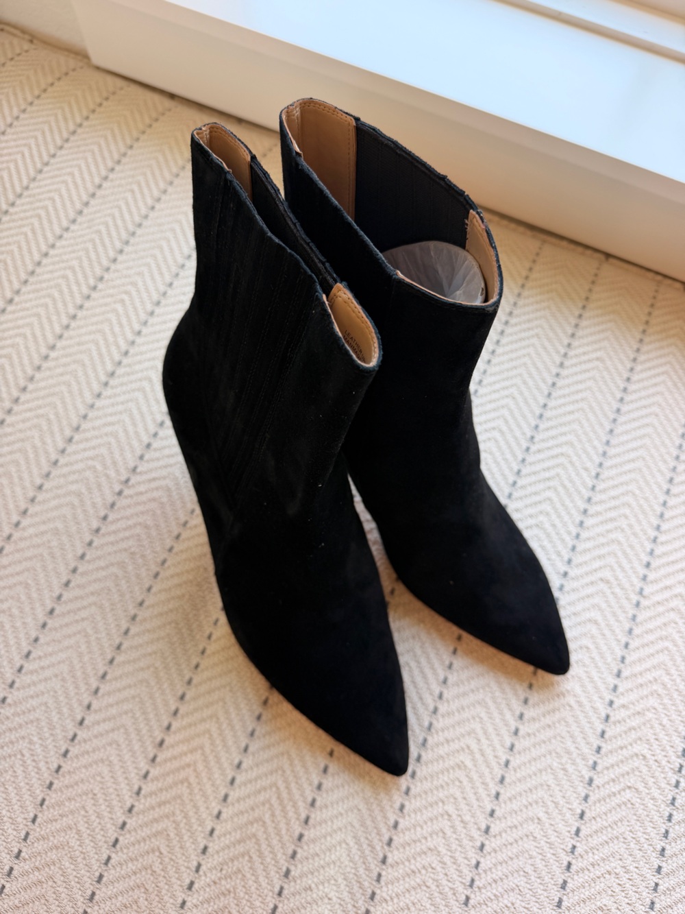 Ann Taylor Black Pointed-Toe Suede Ankle Boots